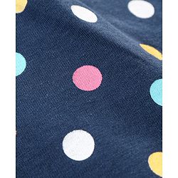 Babyhug Cotton Knit Half Sleeves Night Suit with Bow Applique Polka Dots Print - Blue