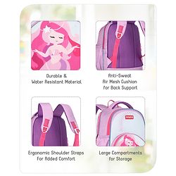 Babyhug School Backpack Mermaid Purple - 15.5 Inches