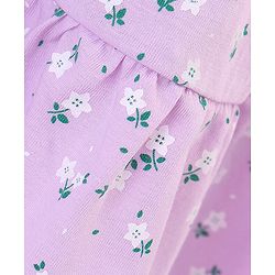Babyhug 100% Cotton Knit Singlet Sleeves Frock & Bloomer With Floral Print - Lilac