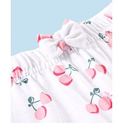 Babyhug Cotton Mid Thigh Length Shorts Polka Dots & Cherry Printed Pack of 3 - Pink White & Peach