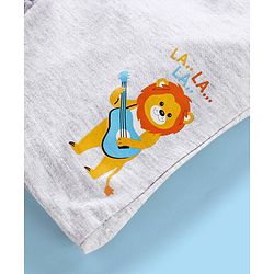 Babyhug Cotton Knit Above Knee Length Lion Printed Shorts - Grey