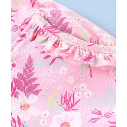 Babyhug Cotton Mid Thigh Length Floral Printed Shorts - Pink