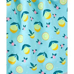 Babyhug 100% Cotton Off Shoulder Sleeves Top Lemon Print- Light Green