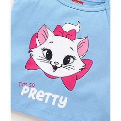 Babyhug Cotton Knit Sleeveless Night Suit Kitty Print - Blue