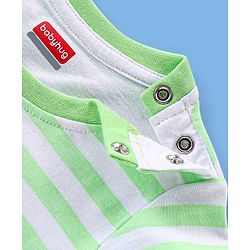 Babyhug Cotton Knit Full Sleeves Night Suit Striped & Teddy Print - Green