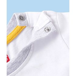 Babyhug Cotton Knit Half Sleeves Cut & Sew T-Shirt Text Print- Ecru Melange & White
