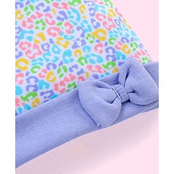 Babyhug 100% Cotton Abstract Printed Cap Mittens & Booties Purple - Diameter 10 cm