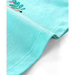 Babyhug Cotton Half Sleeves T-Shirt With Graphics & Frill Detailing - Aqua Blue