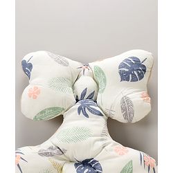 Babyhug Stroller Cushion Dino Print - Cream| Breathable Fabric| Soft & Fluffy