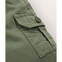 Babyhug Cotton Twill Stretchable Knee Length Jamaican Solid Color with Drawstring - Green