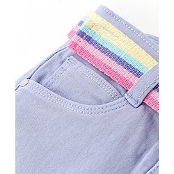 Babyhug Cotton Full Length Solid Washed Denim Jeans with Stretch - Lavendor