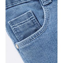 Babyhug Cotton Stretchable Washed Full Length Butterfly Print Jeans - Blue