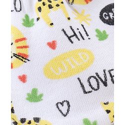 Babyhug 100% Cotton Mittens and Booties Wild Animal Print - White
