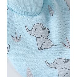 Babyhug 100% Cotton Mittens and Booties Elephant Print - Blue