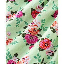 Babyhug 100% Cotton Half Sleeves Cambric Top With Lace & Frill Detailing Floral Print- Green