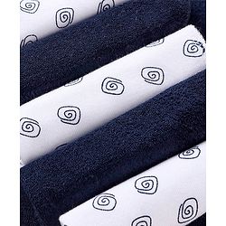 Babyhug Knitted Terry Wash Cloth Pack of 6 Swirls Print - Navy & White