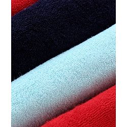 Babyhug Knitted Terry Solid Wash Cloth Pack of 6 - Navy Sky Blue & Red