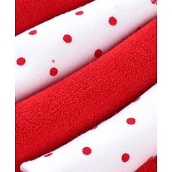 Babyhug Knitted Terry Wash Cloth Pack of 6 Polka Dots Print - Red & White