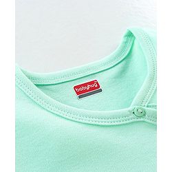 Babyhug 100% Cotton Knit Frill Sleeves Antibacterial Vest Flamingo Print - Green