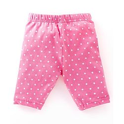 Babyhug Cotton Knit Three Fourth Leggings Polka Dots & Floral Print Pack of 3 - Pink & Sky Blue