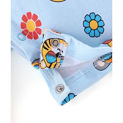 Babyhug 100% Cotton Half Sleeves Tee & Dungaree Set Lion & Text Print- Yellow & Blue
