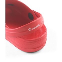 Cute Walk by Babyhug Clogs with Back Strap Rainbow Patch - Red