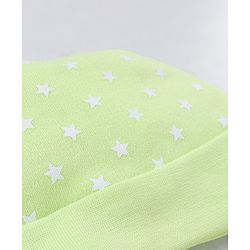 Babyhug 100% Cotton Knit Tie-Knot Cap Stars Print - Green