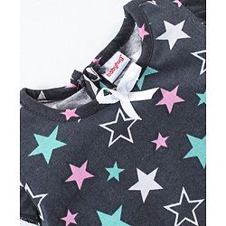 Babyhug Cotton Knit Short Sleeves Nighty Star Print - Navy Blue
