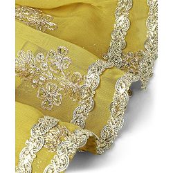 Babyhug Sleeveless Sequenced Choli With Gotta Patti Embroidered Lehenga And Dupatta- Mustard