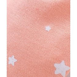 Babyhug 100% Cotton Cap Mittens And Booties Star Print - Peach
