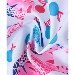 Babyhug Sleeveless V Cut Swimsuit Zebra Print & Bow Applique - Red White & Blue