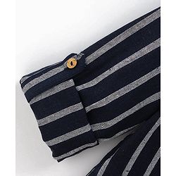 Babyhug 100% Cotton Kurta With Striped Embroidery Detailing - Indigo