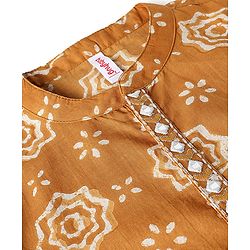 Babyhug 100% Cotton Woven Full Sleeves Kurta With Dhoti Floral Print - Mustard