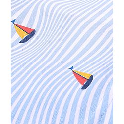 Babyhug Cotton Half Sleeves T-Shirt Boat & Waves Print- White & Blue