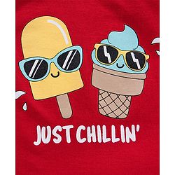 Babyhug Cotton Jersey Sleeveless T-Shirt Ice Cream Print - Red