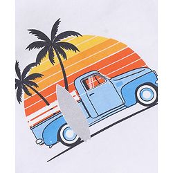 Babyhug Sleeveless Cotton T-Shirt With Sunset Print - White