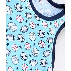 Babyhug 100% Cotton Knit Sleeveless Sando & Shorts Set Football Print - Navy