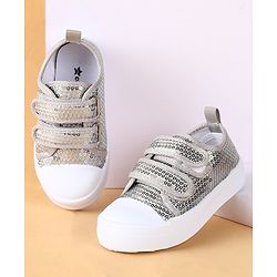 Cute Walk by Babyhug Casual Shoes with Velcro Closure & Sequins Detailing - Sliver