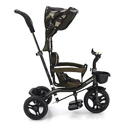 Babyhug Plug & Play Apache Tricycle with Parental Handle and Printed Canopy Military Theme - Green