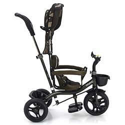 Babyhug Plug & Play Apache Tricycle with Parental Handle and Printed Canopy Military Theme - Green