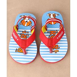Cute Walk by Babyhug Flip Flops With Back Strap Tiger Print- Blue