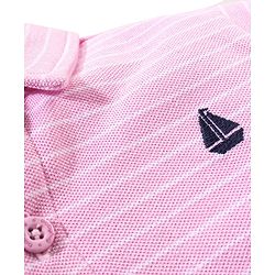 Babyhug 100% Cotton Half Sleeves Knitted Pique Striped Shirt - Light Pink