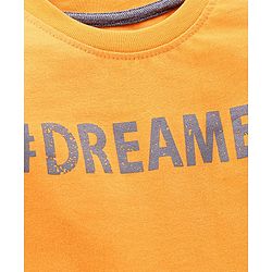 Babyhug Cotton Knit Full Sleeves Night Suit Dreamer Print - Grey & Yellow