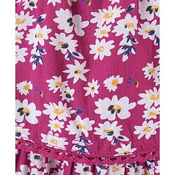 Babyhug Singlet Sleeves Rayon Woven Floral Printed Frock with Headband - Maroon