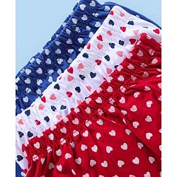 Babyhug Cotton Knit Bloomers Heart Print Pack of 3 - Blue White & Maroon
