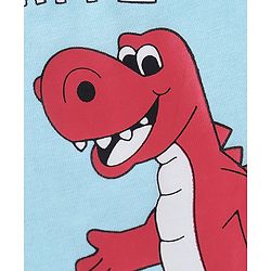 Babyhug Cotton Jersey Knit Half Sleeves T-Shirt Dino Print - Sky Blue