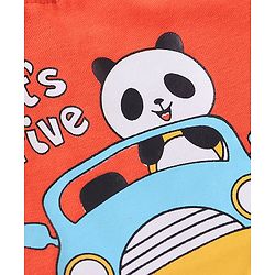 Babyhug Cotton Knit Half Sleeves T-Shirt with Panda Print - Orange