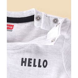 Babyhug Half Sleeves Cotton Jersey Lion Printed T- Shirt - White Melange