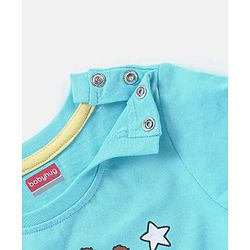 Babyhug Cotton Knit Half Sleeves Night Suit Giraffe Print - Blue