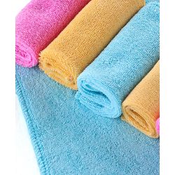 Babyhug Terry Knit Wash Cloths Pack of 6- Multicolour